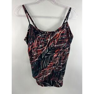 Simply Swim Tankini Women's Sz 10 Multi Top Adjustable Straps Side Waistband Tie